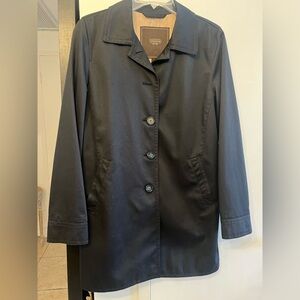 Coach Trench Coat Jacket Rain Women’s Signature C Gold Button Small Black